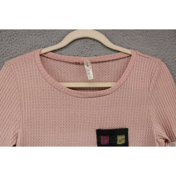 Miss 2 Day Waffle Knit Long Sleeve Top-Mixed Prints-Size Medium - Picture 5 of 10